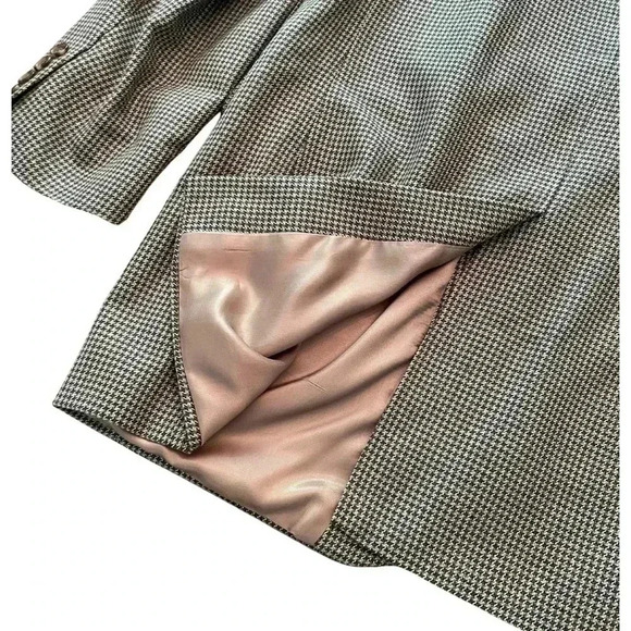 Jos A Bank Wool Silk Mens Houndstooth Blazer Size 42L - Picture 11 of 11